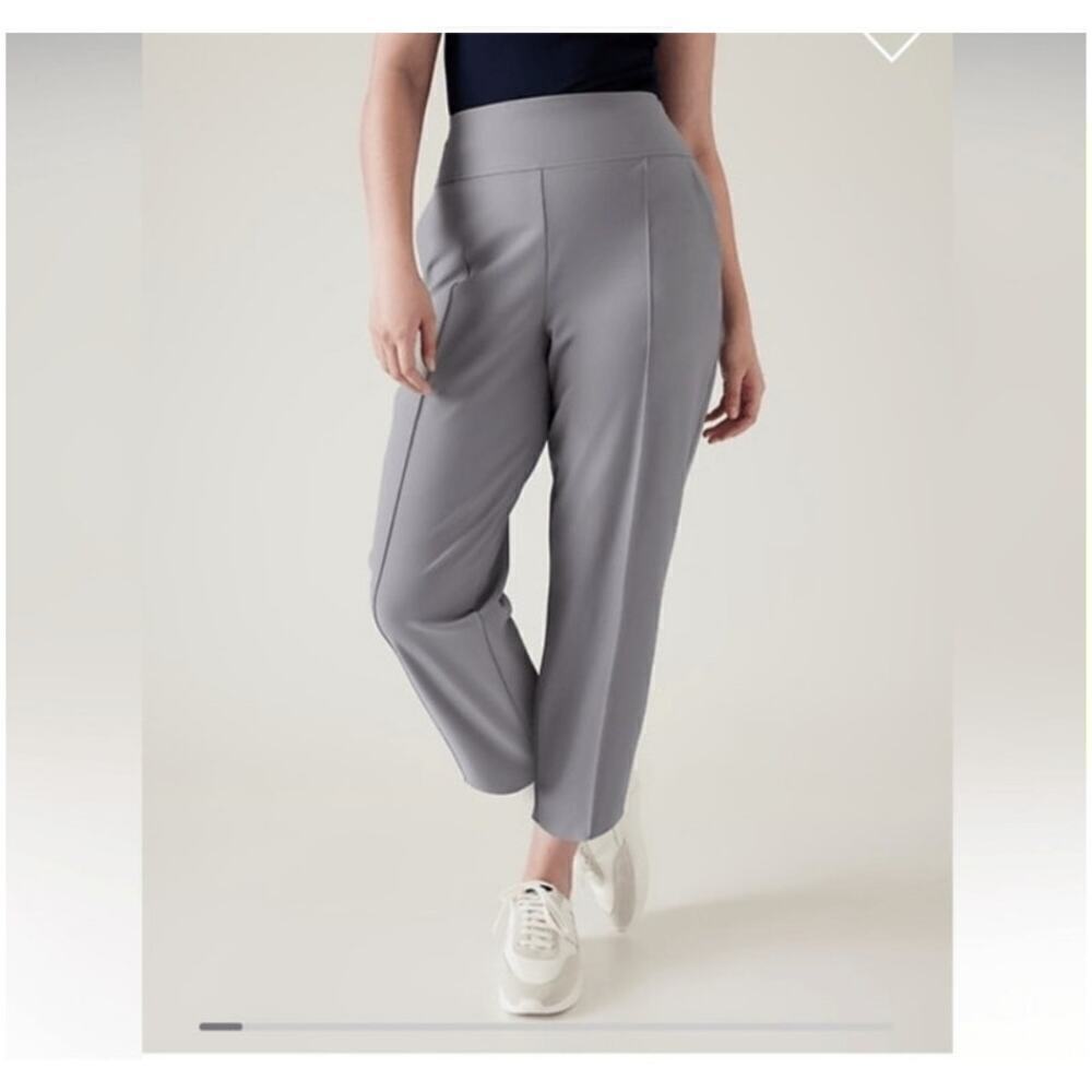 Athleta Stellar Wide Leg Crop Pants 12 Travel Career Coastline Blue Athleisure